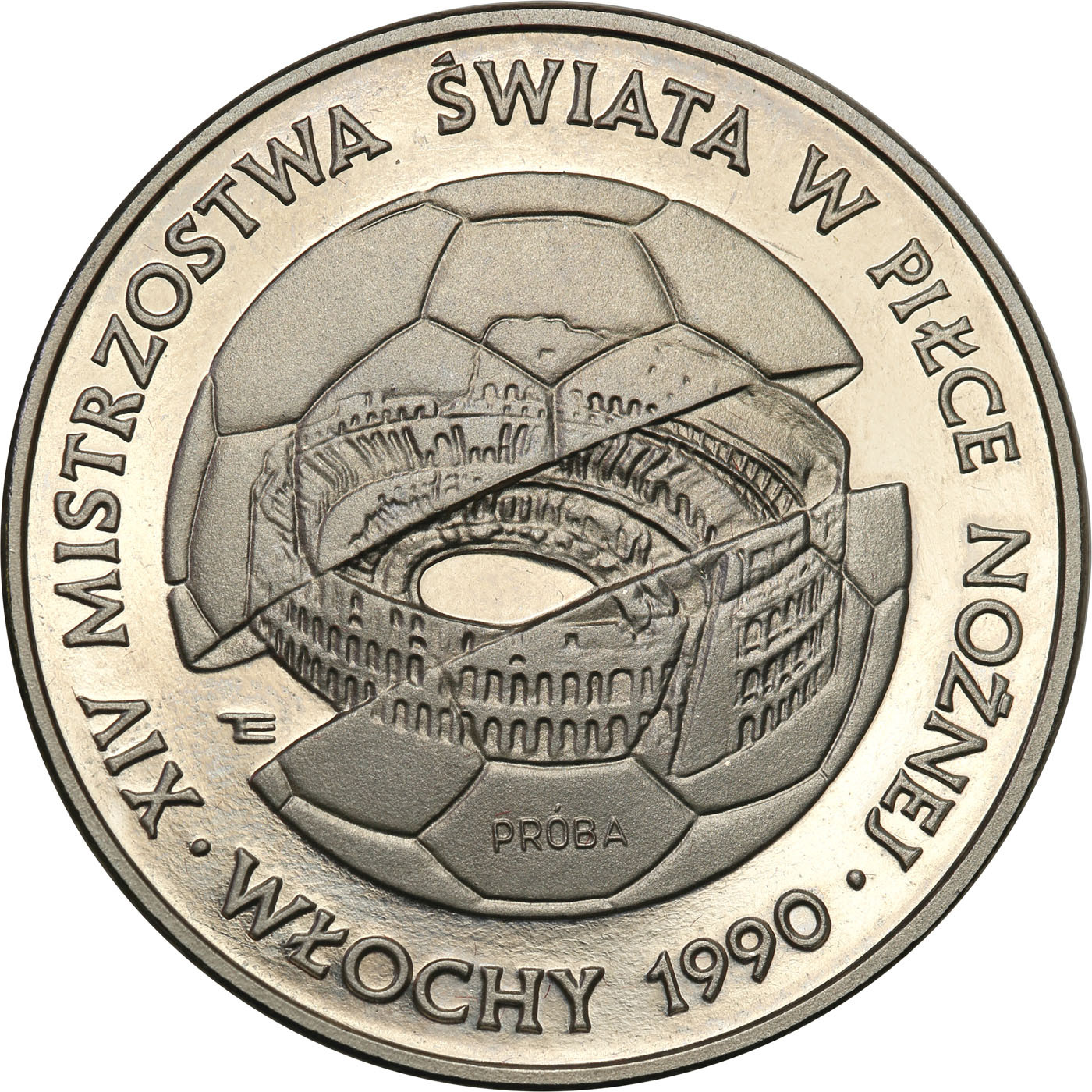PRL. PRÓBA Nikiel 500 złotych 1988 – MŚ  w piłce nożnej  - Włochy 1990